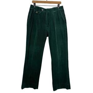 Vintage Berle Tailored Corduroy Pants Womens Size 32 Green High Rise Pleated